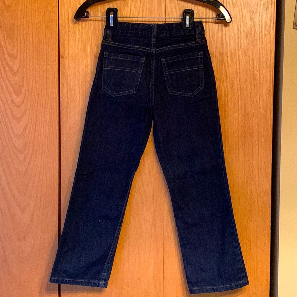 Tony Hawk size 7 dark denim cotton blue jeans boy’s straight leg button zip